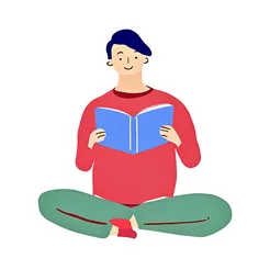 Free book club clipart of a woman reading in a red sweater